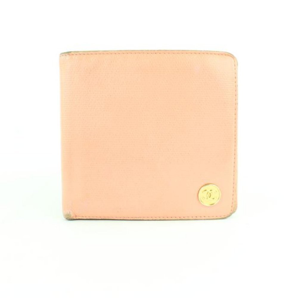 Chanel Caviar Pink Button Line Compact Bifold